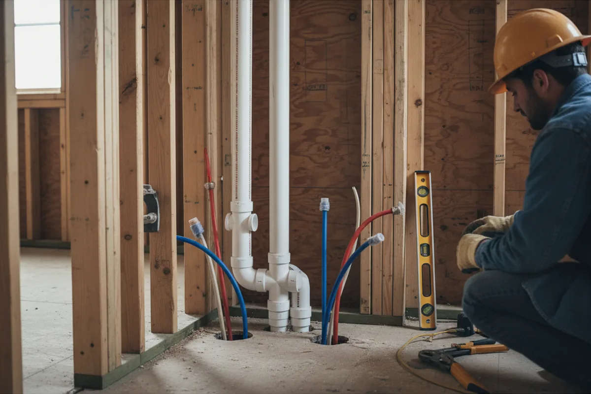Drain and supply rough-in during Toilet Repair and Installation in Dannemora