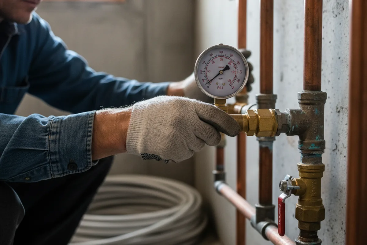 Pressure testing a repaired line during Water Line Repair in Dannemora